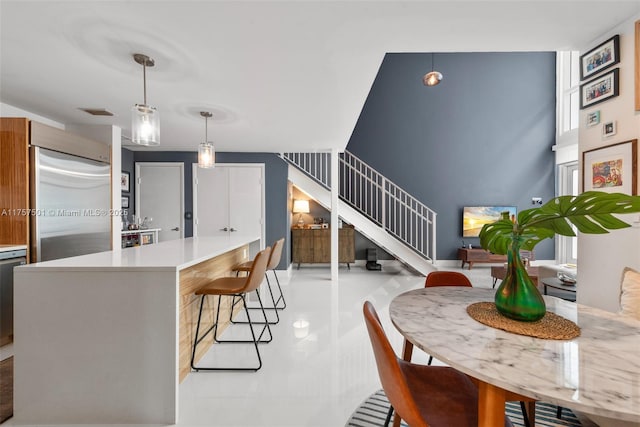 dining room featuring stairs and visible vents