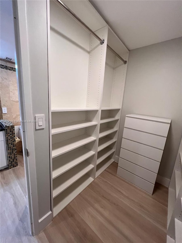 spacious closet with wood finished floors