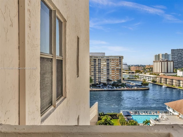 property view of water featuring a view of city