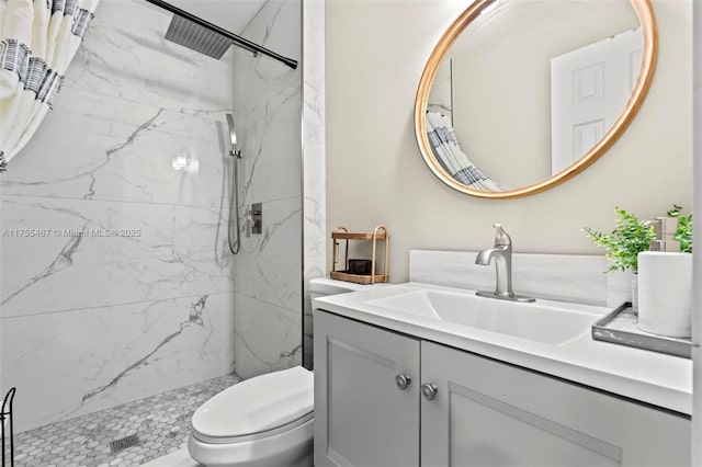 1222 Stardust Way, Royal Palm Beach, FL 33411 - bathroom with a marble finish shower, vanity, and toilet