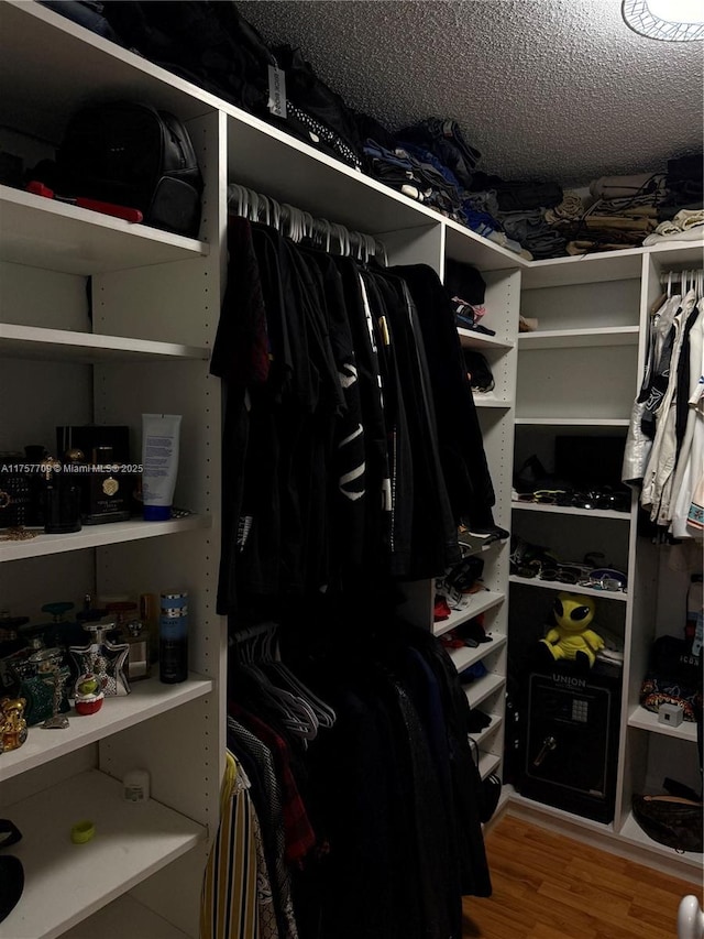 spacious closet with wood finished floors