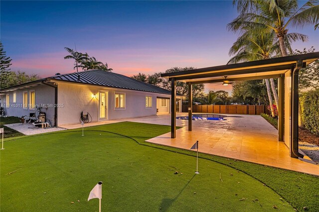 view of yard with a patio area and fence