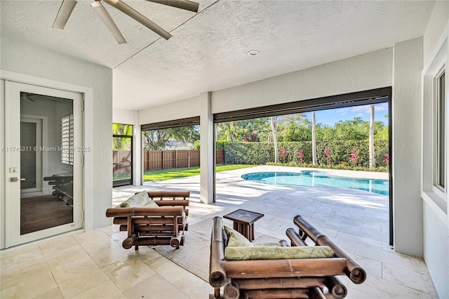 interior space featuring access to exterior and crown molding