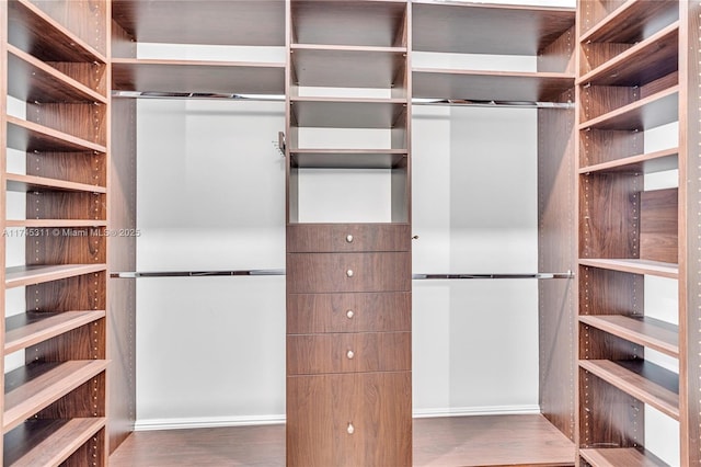 spacious closet with wood finished floors