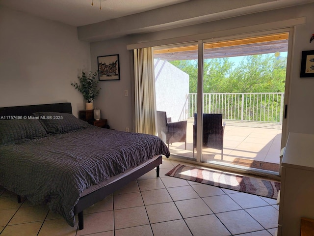 tiled bedroom with access to outside