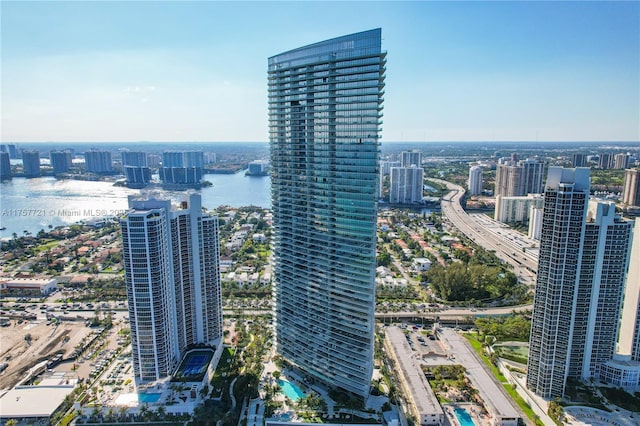 property's view of city with a water view