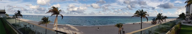 view of water feature with a view of the beach