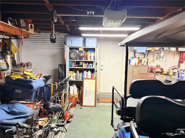 unfinished basement with carpet flooring