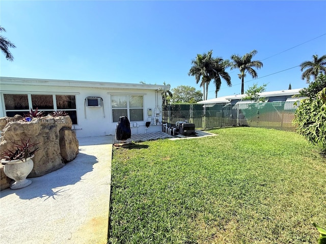 view of yard with a patio and fence