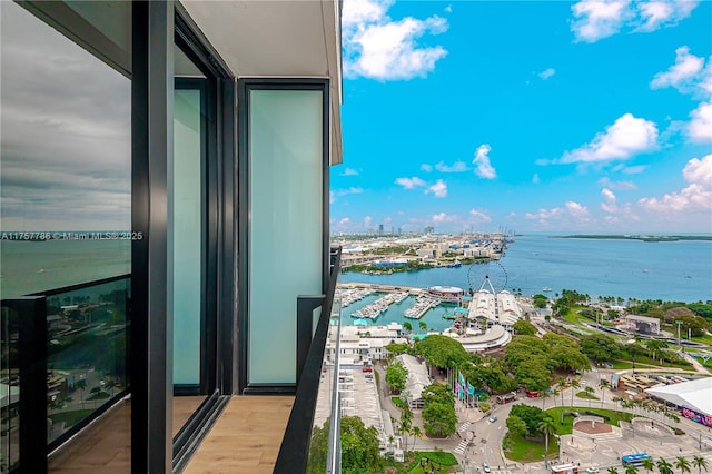 balcony with a water view