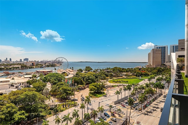 property view of water with a city view