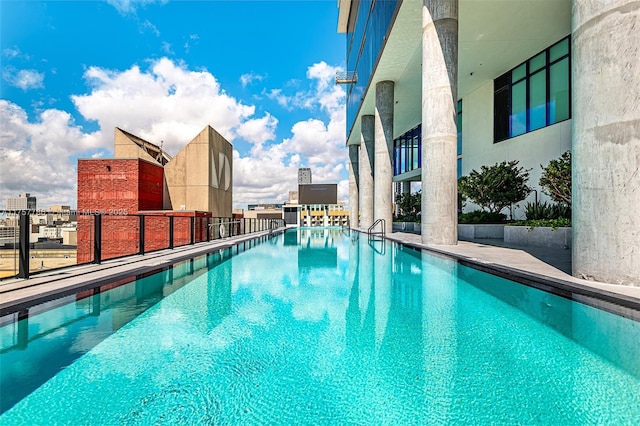 community pool with a view of city