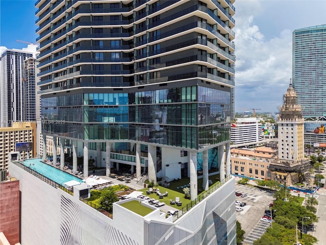 view of building exterior with a view of city