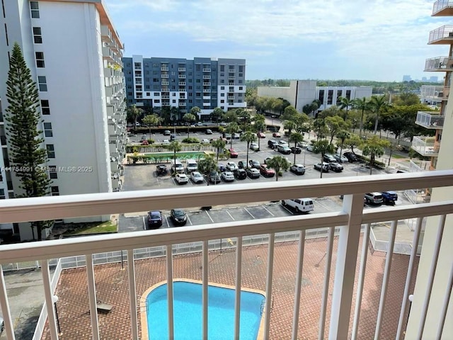 balcony featuring a city view