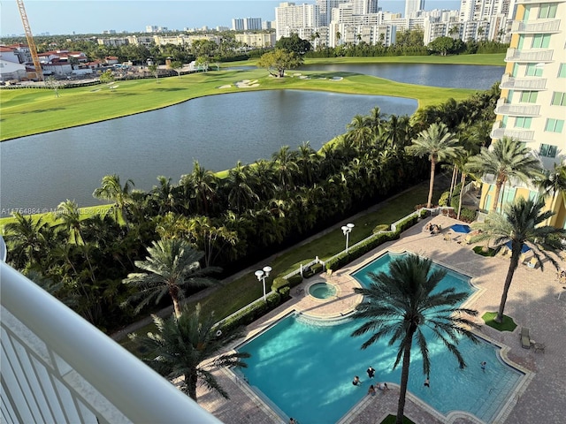 1745 E Hallandale Beach Blvd Unit 804W, Hallandale Beach, FL 33009 - community pool featuring a city view, a water view, and view of golf course