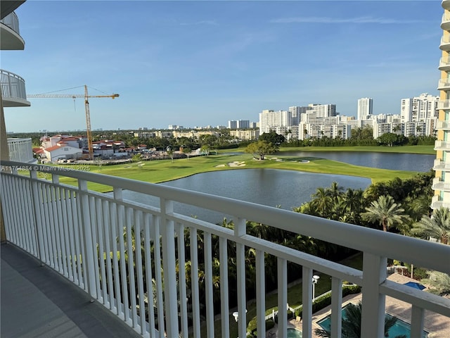 1745 E Hallandale Beach Blvd Unit 804W, Hallandale Beach, FL 33009 - balcony with golf course view, a water view, and a view of city