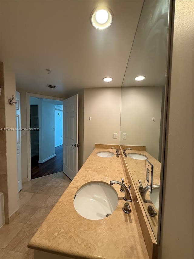 1745 E Hallandale Beach Blvd Unit 804W, Hallandale Beach, FL 33009 - bathroom with recessed lighting and double vanity