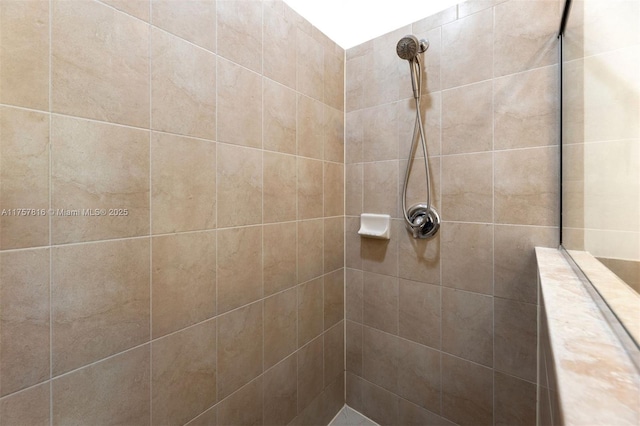 bathroom featuring tiled shower