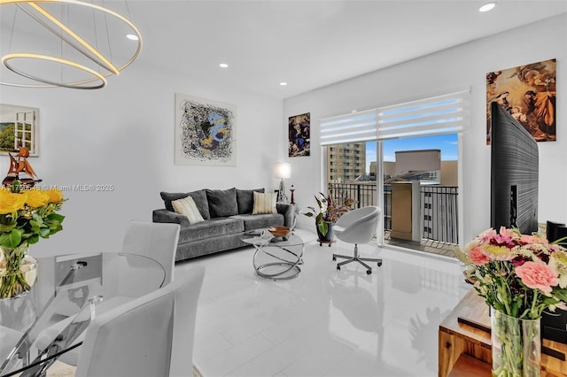 living area featuring recessed lighting