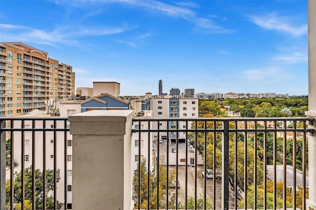 balcony featuring a view of city