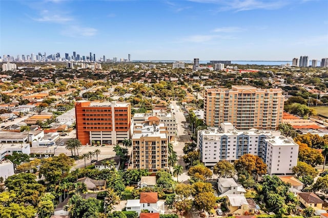 drone / aerial view with a city view