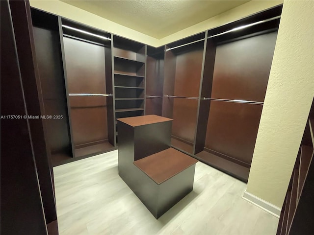 spacious closet with light wood-type flooring