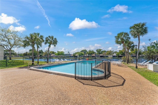 community pool with fence