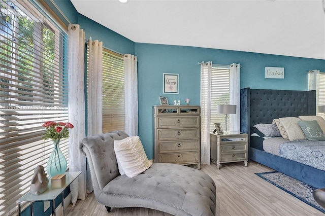 bedroom with multiple windows and wood finished floors