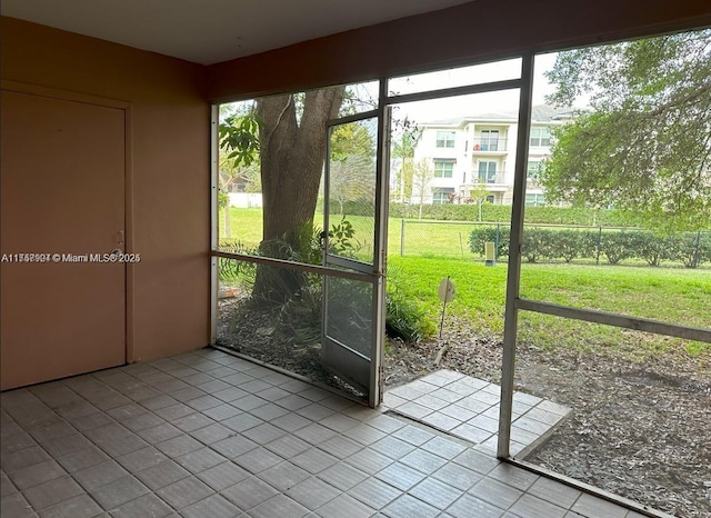 view of unfurnished sunroom