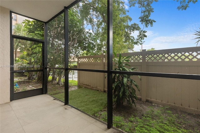 view of unfurnished sunroom