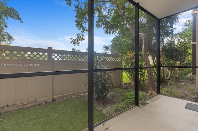 view of unfurnished sunroom