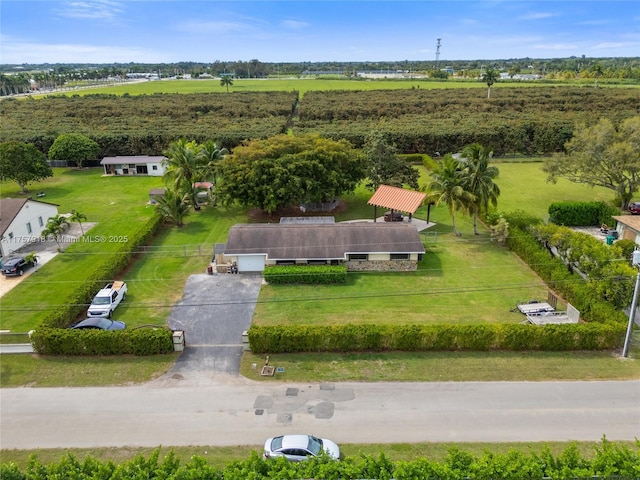 aerial view with a rural view