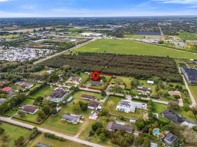 aerial view with a rural view