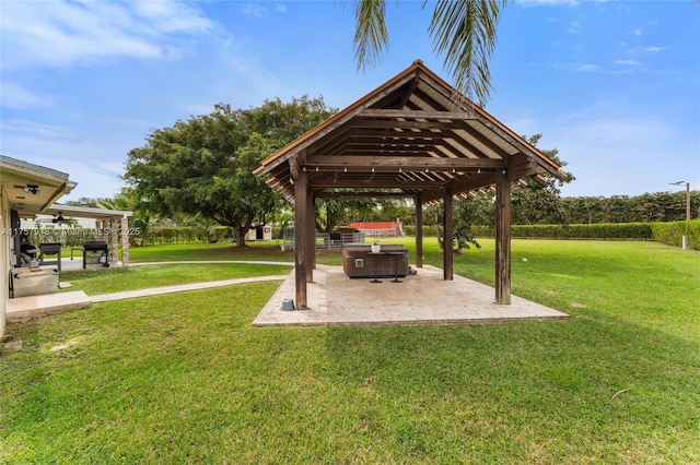 view of yard with a gazebo and a patio area