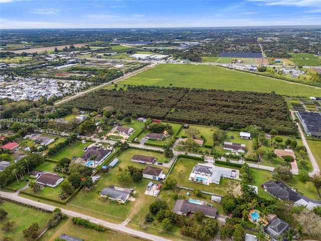 birds eye view of property with a rural view