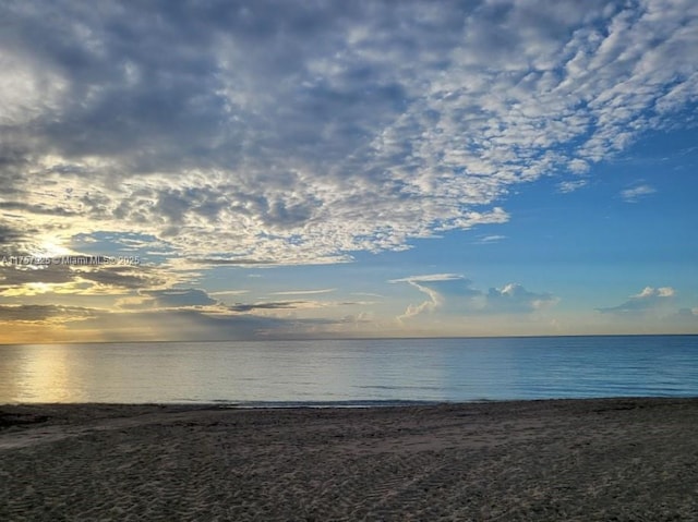 property view of water featuring a view of the beach