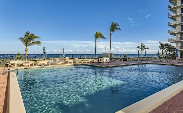 pool with a patio