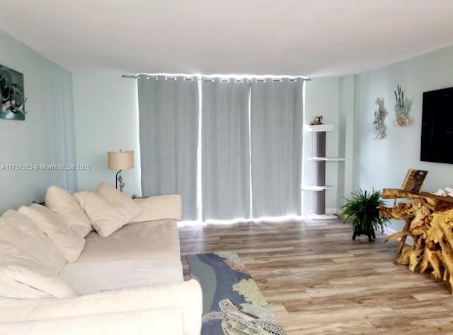 living area with wood finished floors