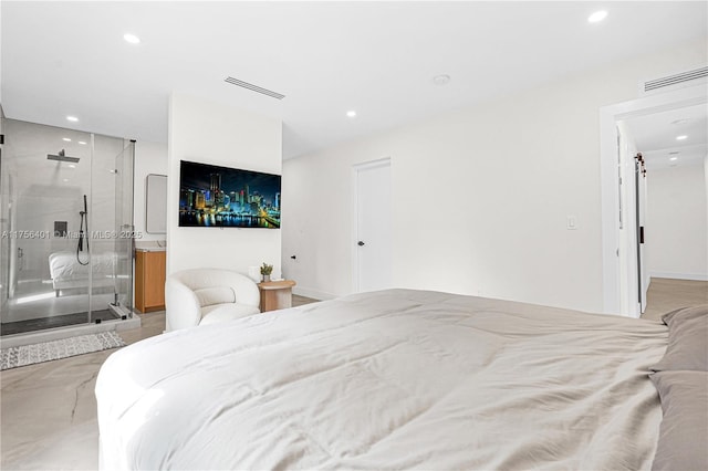 bedroom featuring visible vents and recessed lighting