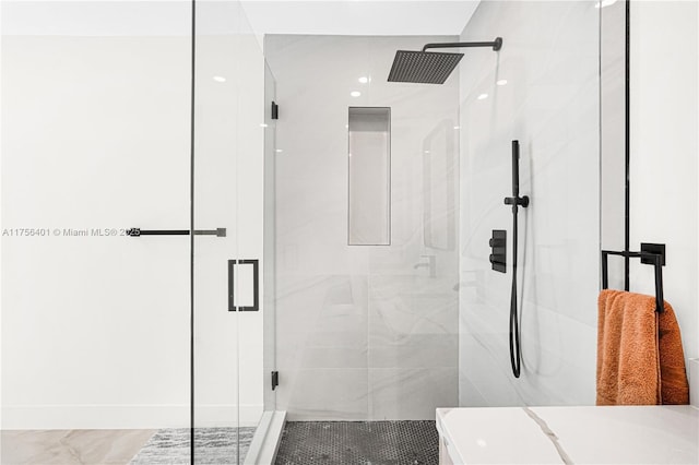 full bathroom with a stall shower