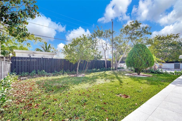 view of yard featuring a fenced backyard