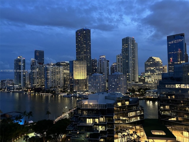 view of city with a water view