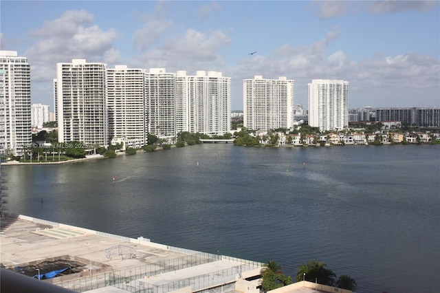 property view of water with a view of city