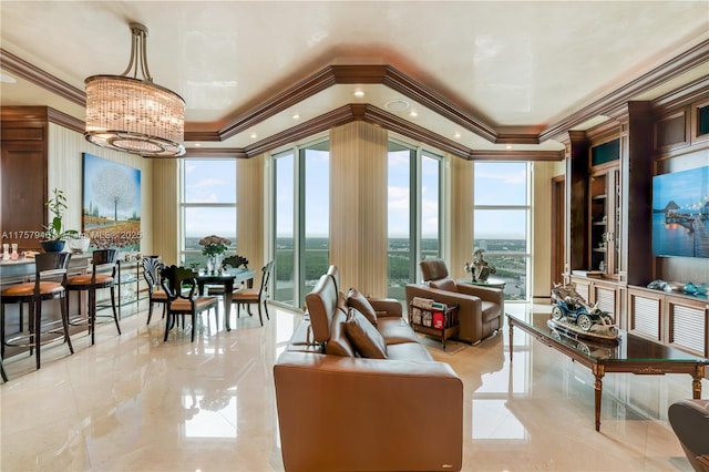 interior space with a notable chandelier