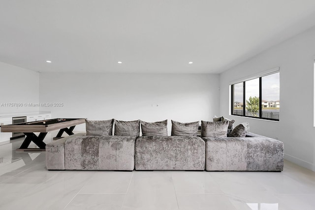 living room featuring recessed lighting