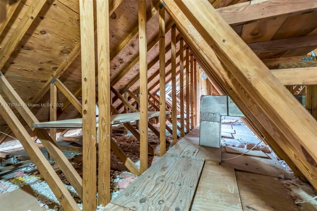 view of unfinished attic