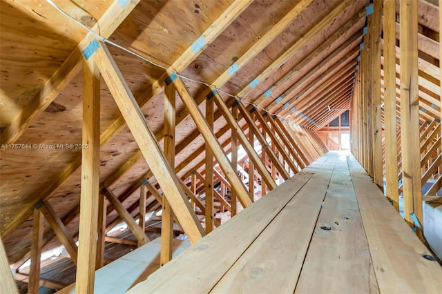 view of unfinished attic