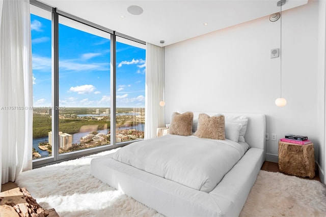 bedroom featuring expansive windows