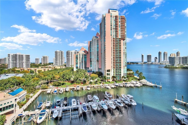 property view of water featuring a city view