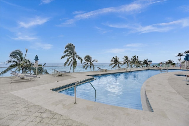 pool with a patio